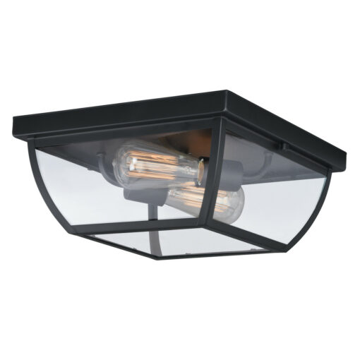 Granville Bronze Geometric Outdoor Flush Mount Ceiling Light Clear Glass