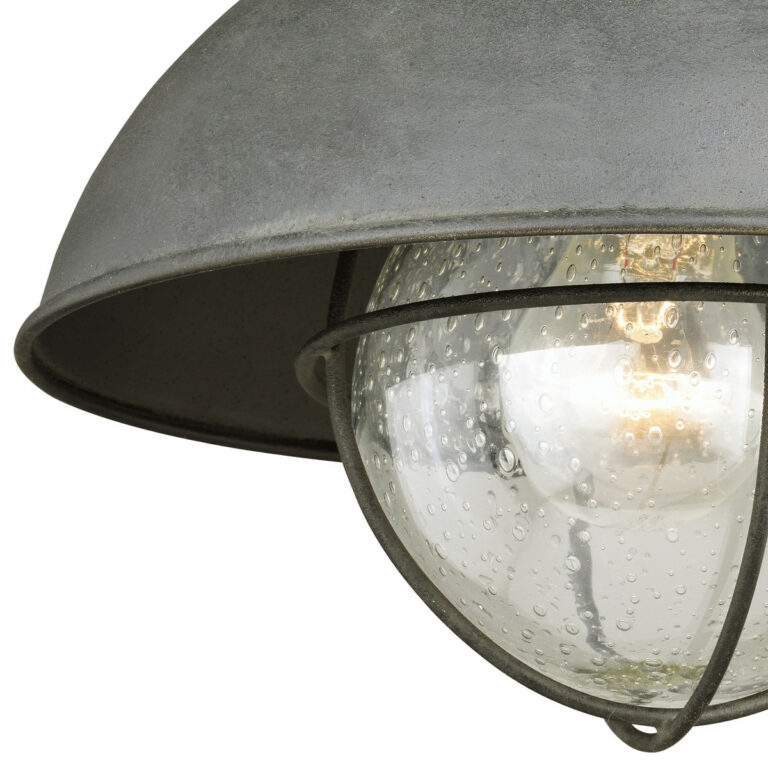 Harwich Gray Coastal Barn Dome Outdoor Flush Mount Ceiling Light Clear Glass - Image 3