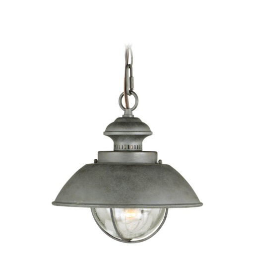 Harwich 1 Light Gray Coastal Outdoor Barn Dome Pendant Clear Glass