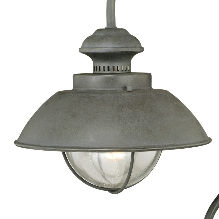 Harwich 1L Gray Coastal Outdoor Dome Barn Post Light Clear Glass - Image 2