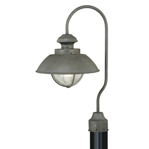 Harwich 1L Gray Coastal Outdoor Dome Barn Post Light Clear Glass