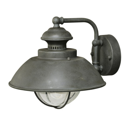 Harwich 1 Light Gray Coastal Barn Dome Outdoor Wall Lantern Clear Glass