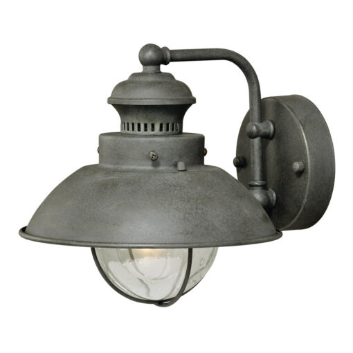Harwich 1 Light Gray Coastal Barn Dome Outdoor Wall Lantern Clear Glass