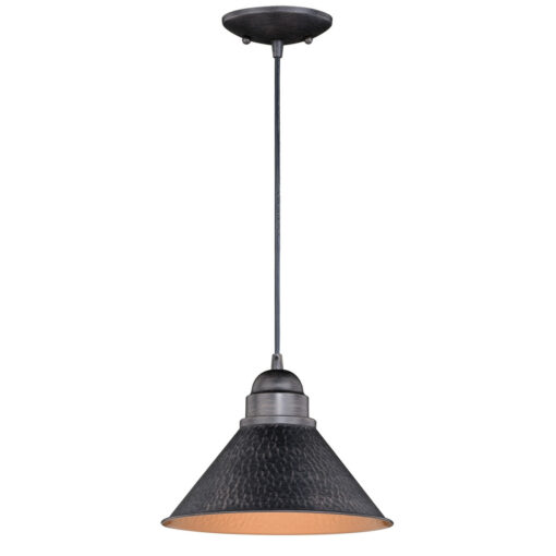 Outland 1 Light Black Gold Farmhouse Outdoor Barn Dome Pendant