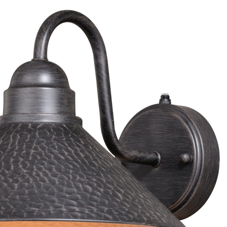 Outland 1 Light Dusk to Dawn Black Gold Farmhouse Barn Dome Outdoor Wall Lantern - Image 2