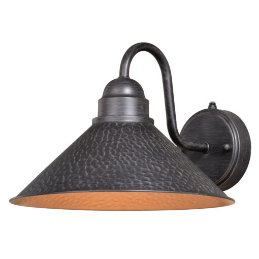 Outland 1 Light Dusk to Dawn Black Gold Farmhouse Barn Dome Outdoor Wall Lantern