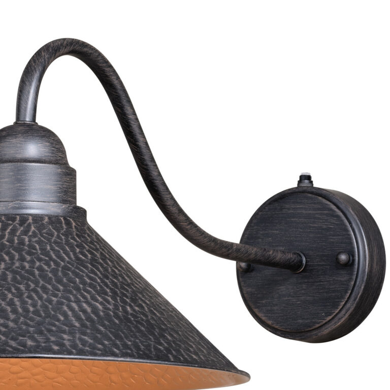 Outland 1 Light Dusk to Dawn Black Gold Farmhouse Barn Dome Outdoor Wall Lantern - Image 3