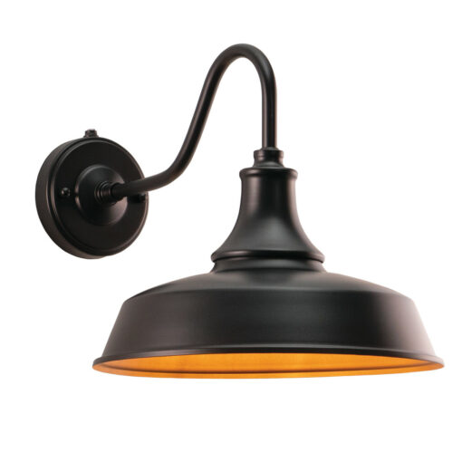 Dorado 1 Light Dusk to Dawn Bronze Gold Farmhouse Barn Dome Outdoor Wall Lantern