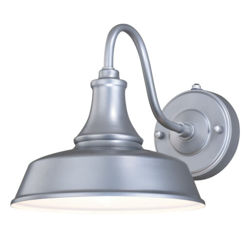 Dorado 1 Light Dusk to Dawn Silver White Farmhouse Barn Dome Outdoor Wall Lantern