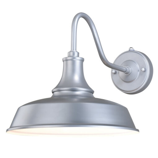 Dorado 1 Light Dusk to Dawn Silver White Farmhouse Barn Dome Outdoor Wall Lantern