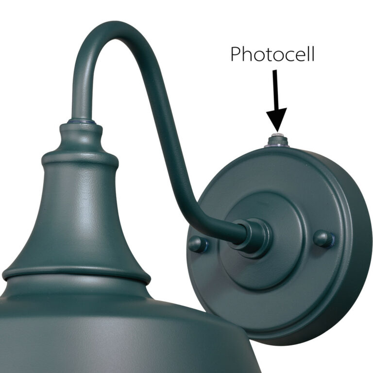 Dorado 1 Light Dusk to Dawn Green White Farmhouse Barn Dome Outdoor Wall Lantern - Image 4