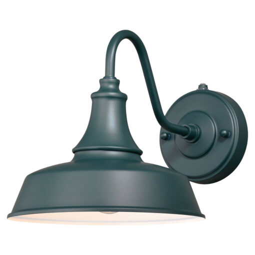 Dorado 1 Light Dusk to Dawn Green White Farmhouse Barn Dome Outdoor Wall Lantern