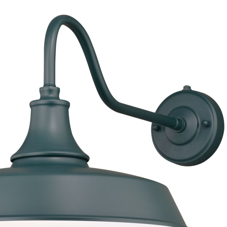 Dorado 1 Light Dusk to Dawn Green White Farmhouse Barn Dome Outdoor Wall Lantern - Image 2