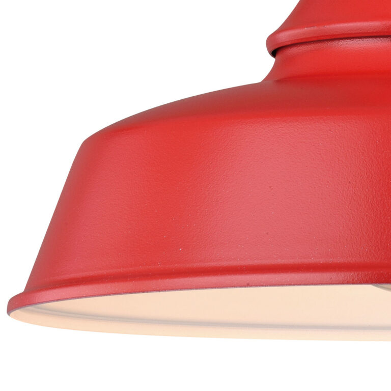 Dorado 1 Light Dusk to Dawn Red White Farmhouse Barn Dome Outdoor Wall Lantern - Image 3