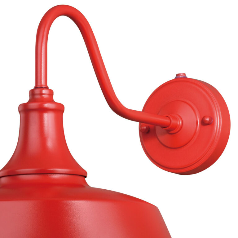 Dorado 1 Light Dusk to Dawn Red White Farmhouse Barn Dome Outdoor Wall Lantern - Image 2