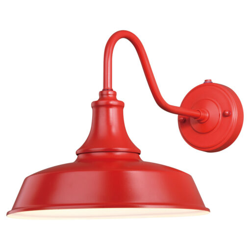 Dorado 1 Light Dusk to Dawn Red White Farmhouse Barn Dome Outdoor Wall Lantern