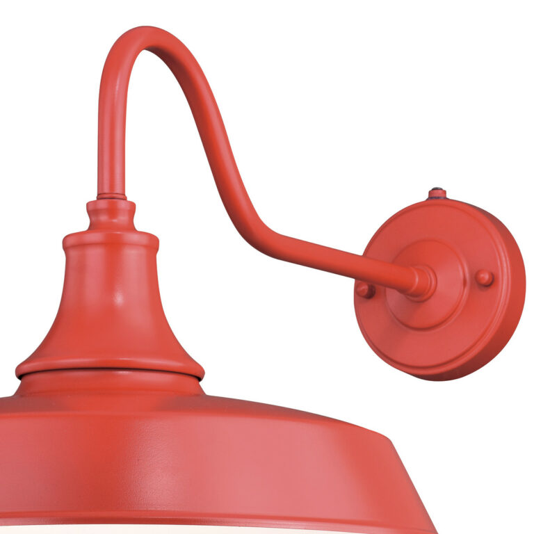Dorado 1 Light Dusk to Dawn Red White Farmhouse Barn Dome Outdoor Wall Lantern - Image 2