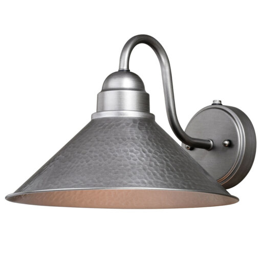 Outland 1 Light Dusk to Dawn Pewter Farmhouse Barn Dome Outdoor Wall Lantern