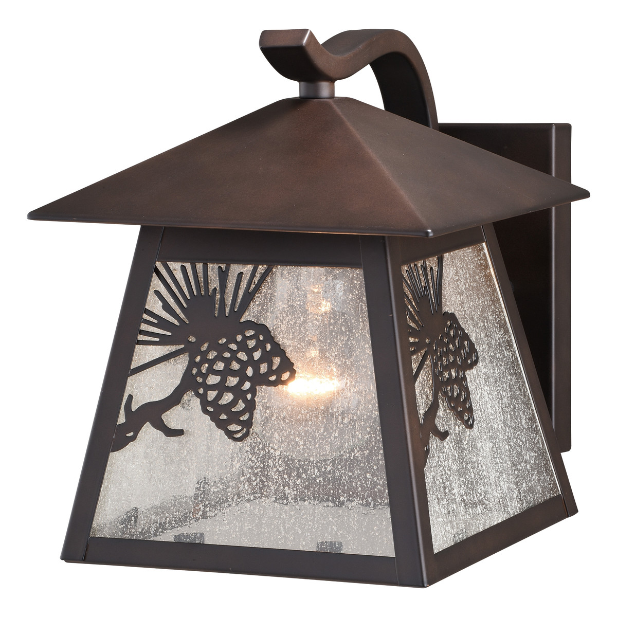 Whitebark 1 Light Bronze Rustic Outdoor Wall Lantern Clear Etched Glass