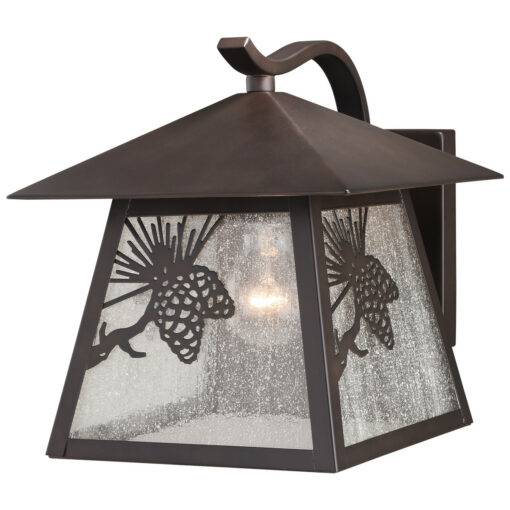 Whitebark 1 Light Bronze Rustic Outdoor Wall Lantern Clear Etched Glass