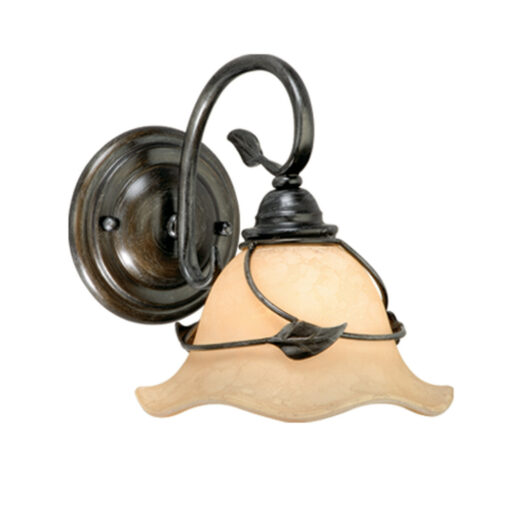 Vine 1 Light Black Rustic Bathroom Wall Fixture