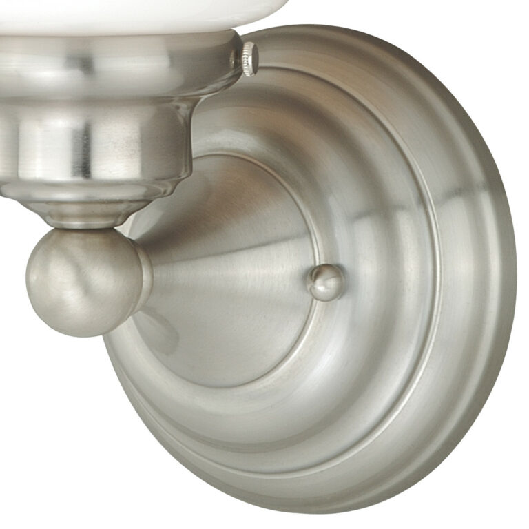 Huntley 1 Light Satin Nickel Farmhouse Schoolhouse Bathroom Wall Fixture - Image 3