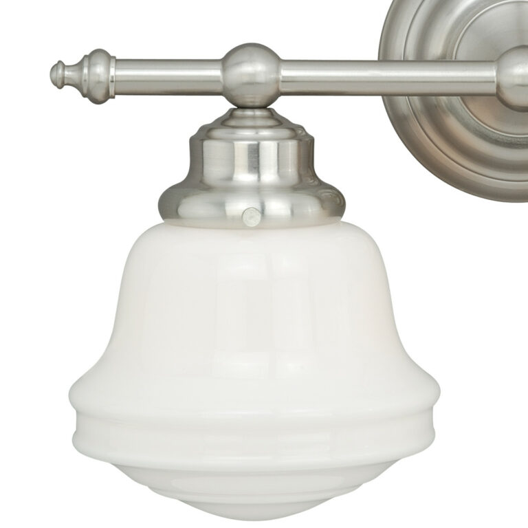 Huntley 2 Light Satin Nickel Farmhouse Schoolhouse Bathroom Vanity Fixture - Image 2