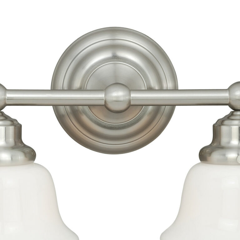 Huntley 2 Light Satin Nickel Farmhouse Schoolhouse Bathroom Vanity Fixture - Image 3
