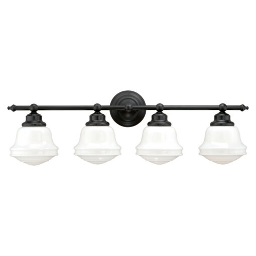 Huntley 4 Light Bronze Farmhouse Schoolhouse Bathroom Vanity Fixture