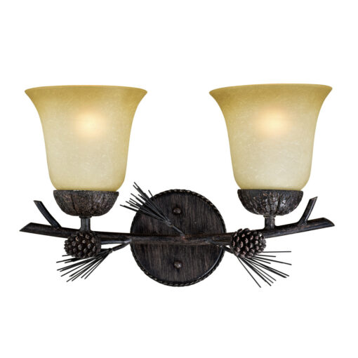 Sierra 2 Light Bronze Rustic Pinecone Bathroom Vanity Fixture