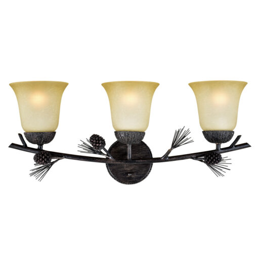 Sierra 3 Light Bronze Rustic Pinecone Bathroom Vanity Fixture