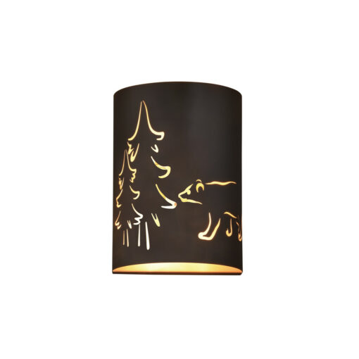 Katmai 2 Light Bronze Gold Rustic Bear Tree Flush Wall Sconce