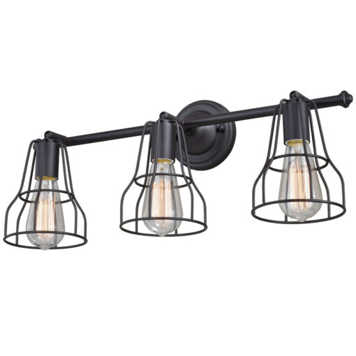 Clybourn 3 Light Bronze Adjustable Wire Cage Bathroom Vanity Fixture