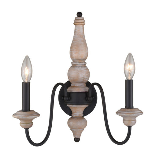 Georgetown 2 Light Gray Wood Farmhouse Candle Wall Sconce