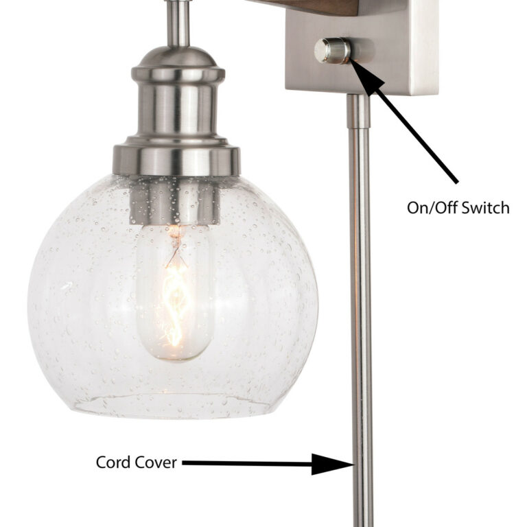Avondale Wall Light Satin Nickel and Dark Sycamore - Image 3
