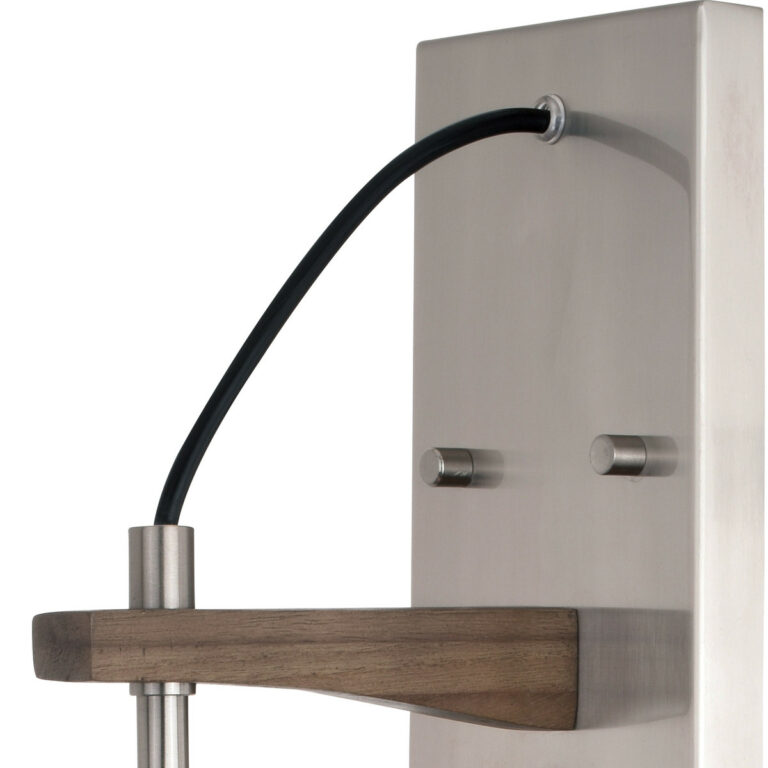 Avondale Wall Light Satin Nickel and Dark Sycamore - Image 4