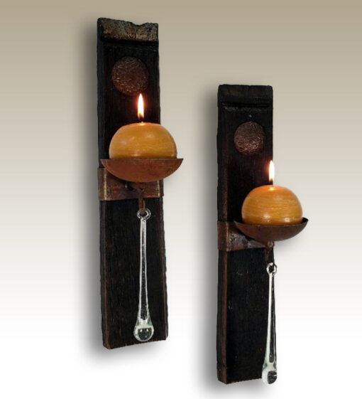 Tequila Barrel Cross Wall Candle Holder