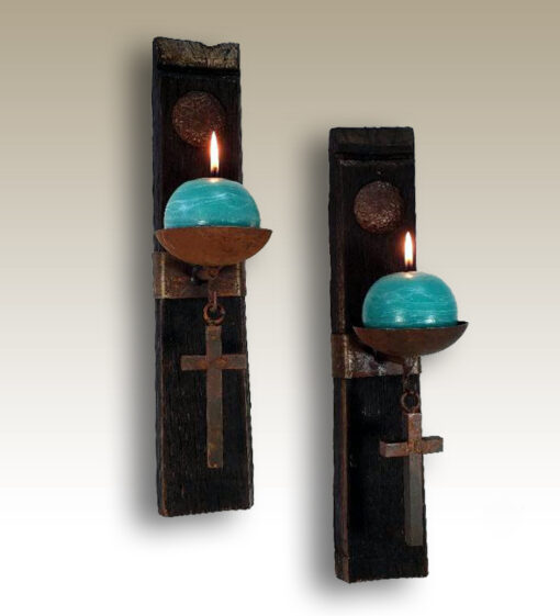 Tequila Barrel Cross Wall Candle Holder